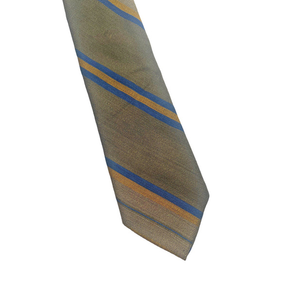 Vintage 1950s Tie Royalist Necktie Super Skinny 2.5" Olive Green Stripe Mod MCM - Picture 2 of 6
